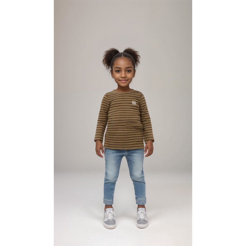 POMPdeLUX Girl’s Beige/Brown Villads Long Sleeve Blouse| POMPdeLUX in Lebanon