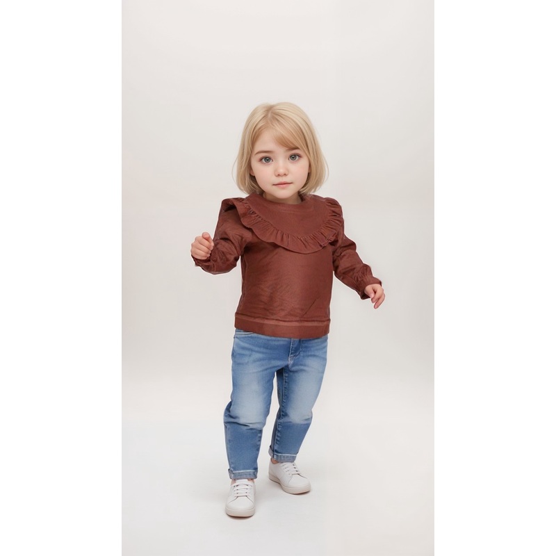 POMPdeLUX Girl’s Blush Olivia Lt Velour Sweater |POMPdeLUX in Lebanon