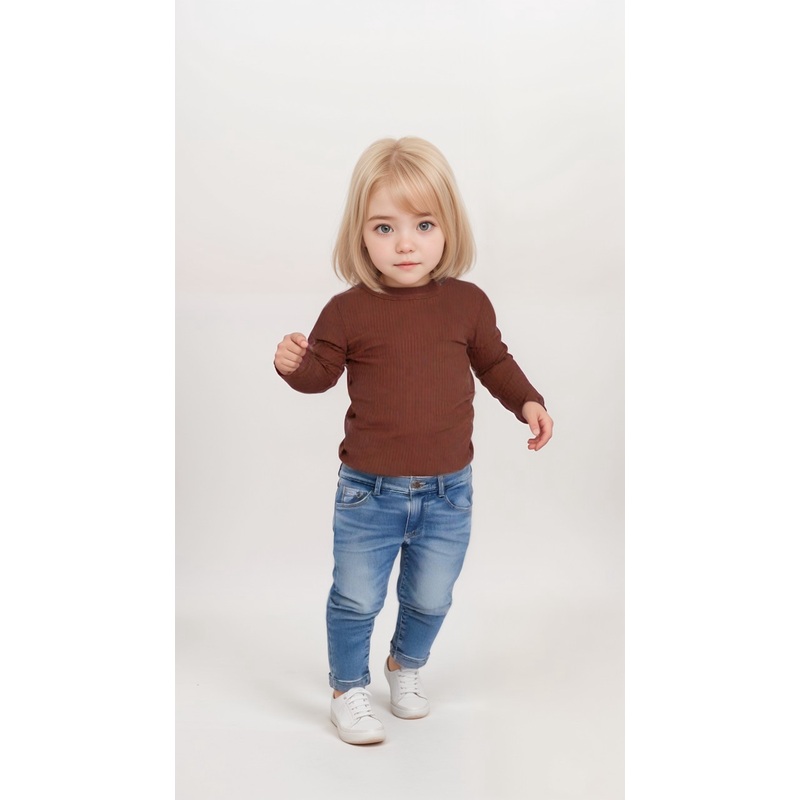 POMPdeLUX Girl’s Brick Long-Sleeve Blouse |POMPdeLUX in Lebanon