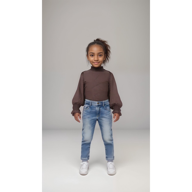 POMPdeLUX Girl’s Brown Long Sleeve Blouse| POMPdeLUX in Lebanon