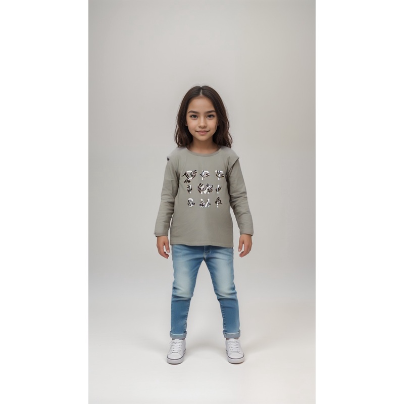 POMPdeLUX Girl’s Dusty Green Long-Sleeve Blouse | POMPdeLUX in Lebanon