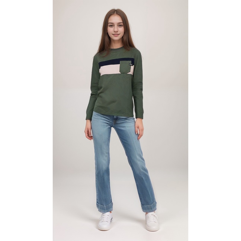 POMPdeLUX Girl’s Green Long Sleeve Blouse| POMPdeLUX in Lebanon