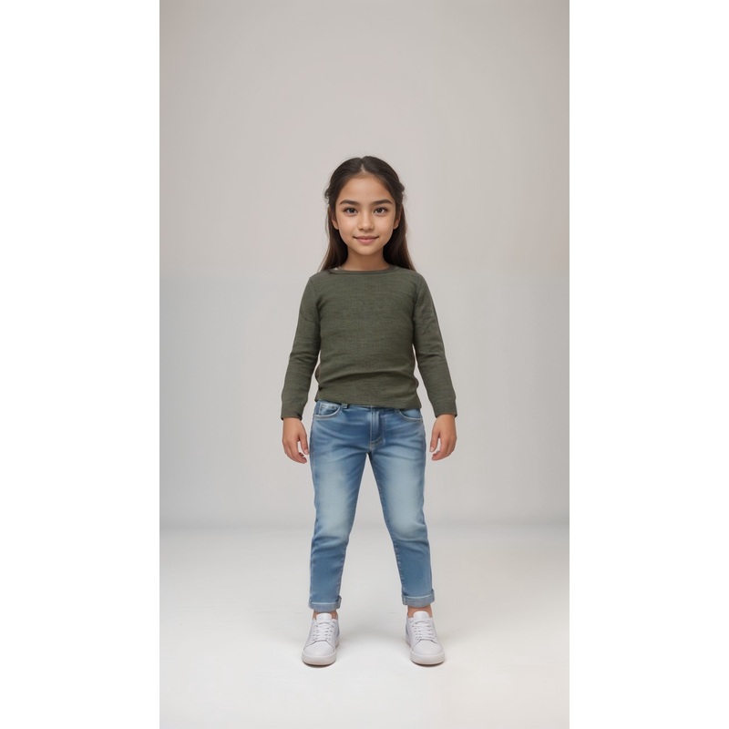 POMPdeLUX Girl’s Green Lt Wool Long Sleeve Blouse| POMPdeLUX in Lebanon