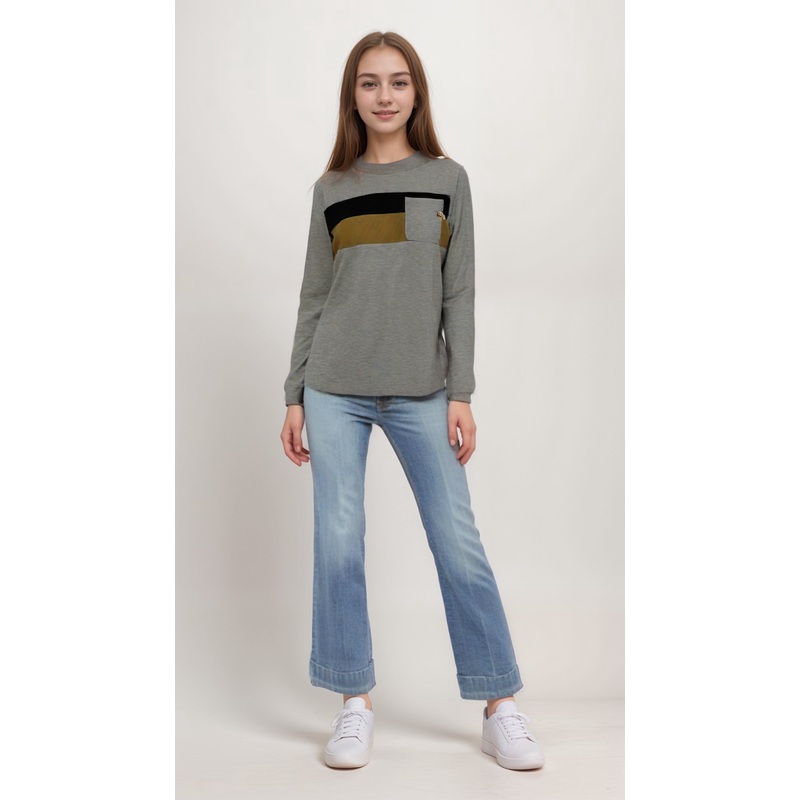 POMPdeLUX Girl’s Grey Long Sleeve Blouse| POMPdeLUX in Lebanon
