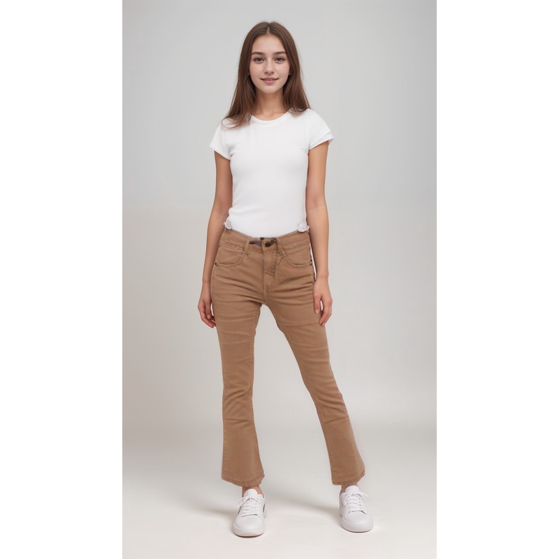 POMPdeLUX Girl’s Nude Pink Denim Trousers | POMPdeLUX in Lebanon
