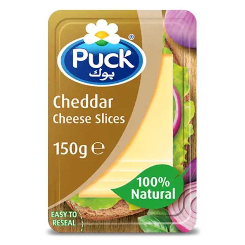 Puck Natural Cheddar Cheese Slices 150g | Puck In Lebanon