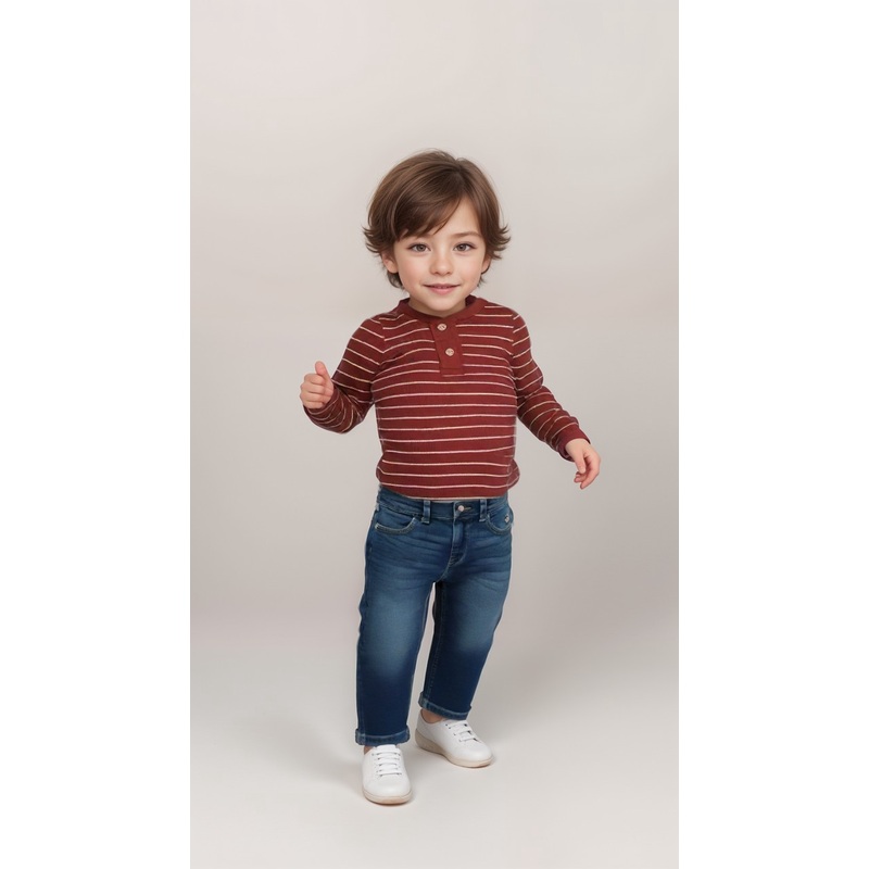 POMPdeLUX Baby Boy Dark Coral Long Sleeve Blouse | POMPdeLUX in Lebanon