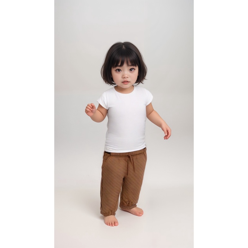 POMPdeLUX Baby Girl Camel Quilted Sweatpants | POMPdeLUX in Lebanon