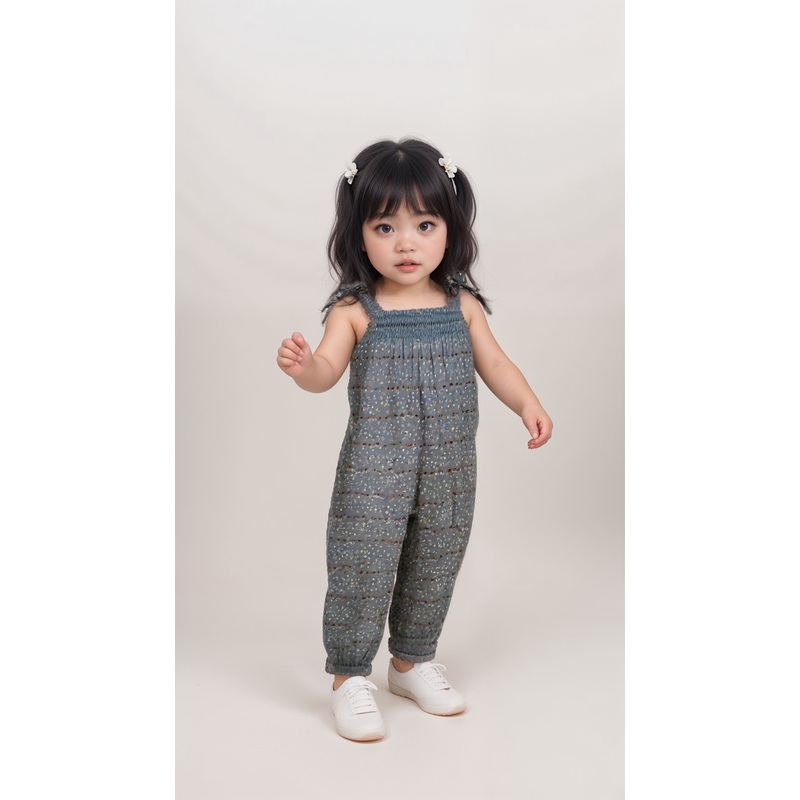 POMPdeLUX Baby Girl’s Blue Print Romper | POMPdeLUX in Lebanon