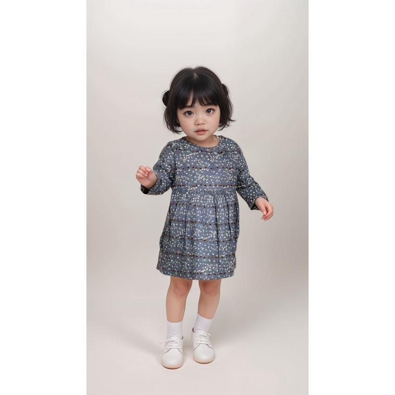 POMPdeLUX  Baby Girl’s Light Blue Print Dana Lt Organic Dress  |POMPdeLUX in Lebanon