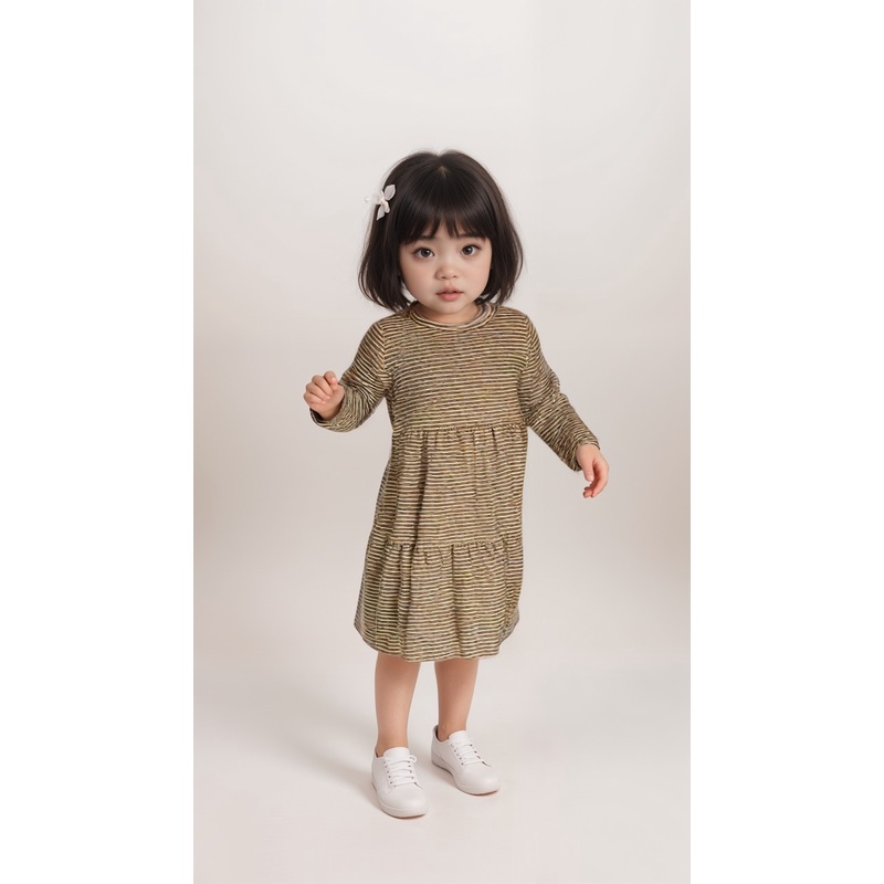 POMPdeLUX Baby Girl’s Mustard Striped Dress |POMPdeLUX in Lebanon