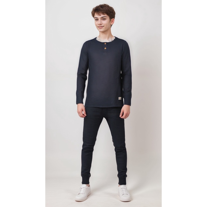 POMPdeLUX Boy’s Navy Long Sleeve Pajama Set | POMPdeLUX in Lebanon