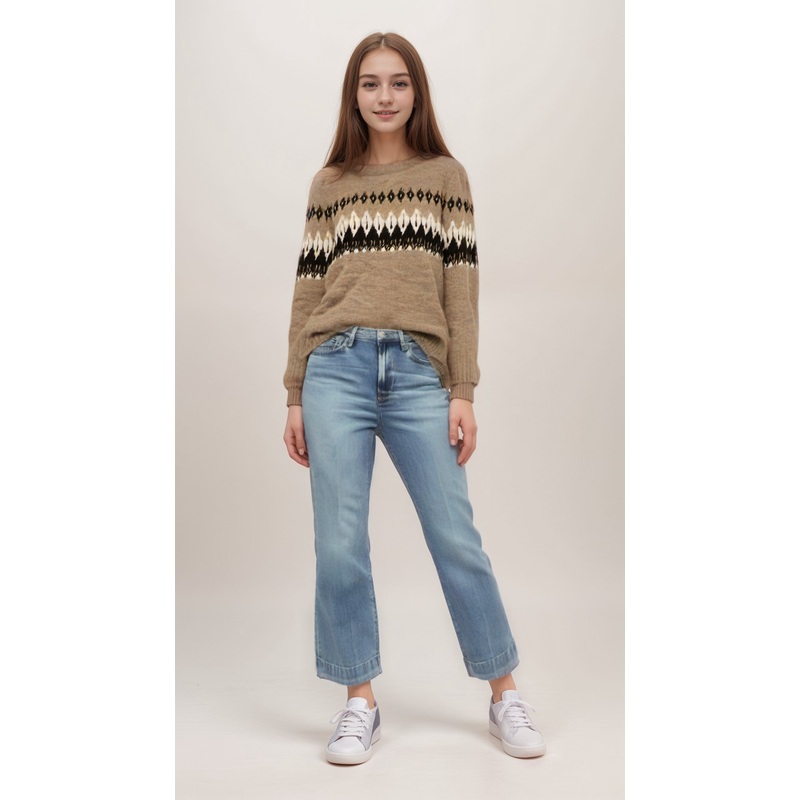 POMPdeLUX Girl’s Beige/Brown Long-Sleeve Sweatshirt |POMPdeLUX in Lebanon