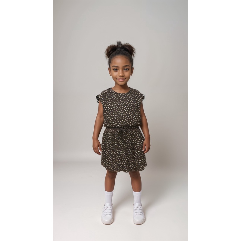POMPdeLUX Girl’s Brown Short-Sleeve Dress | POMPdeLUX in Lebanon