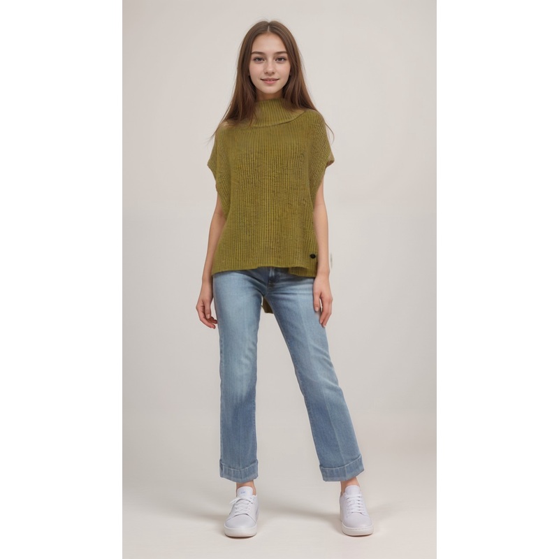 POMPdeLUX Girl’s Dusty Yellow Knit Roll Neck Vest |POMPdeLUX in Lebanon