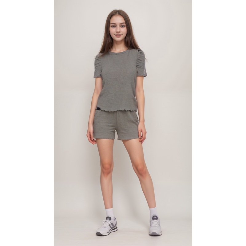 POMPdeLUX Girl’s Grey Shorts Set | POMPdeLUX in Lebanon