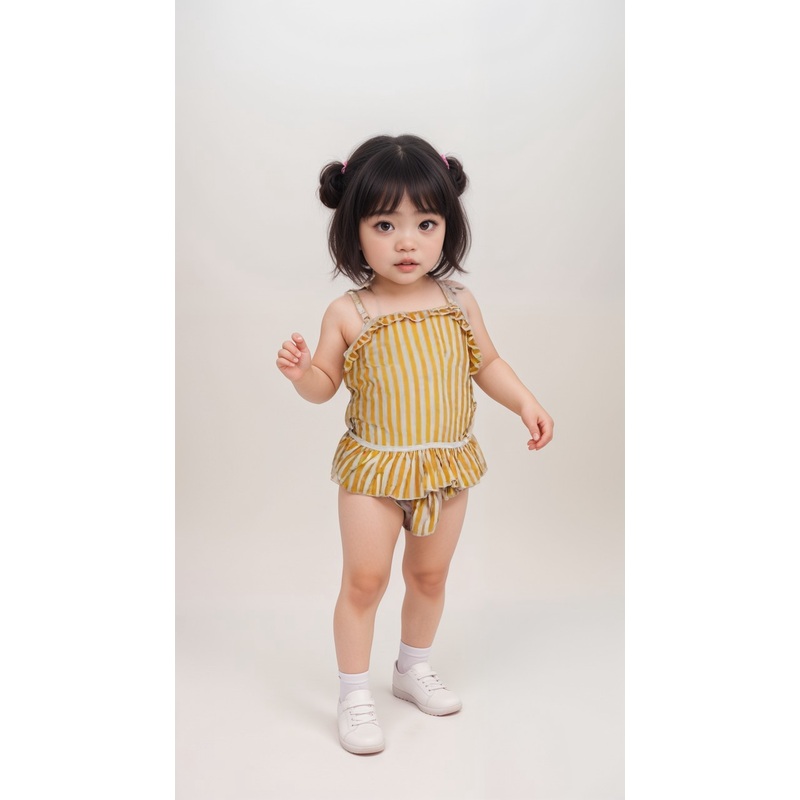 POMPdeLUX Girl’s Mustard Stripe Savannah Lt Swimsuit |POMPdeLUX in Lebanon