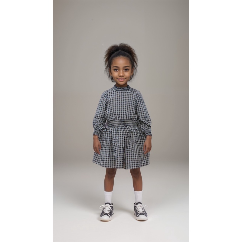 POMPdeLUX Girl’s Navy & Night Blue Long Sleeve Dress | POMPdeLUX in Lebanon