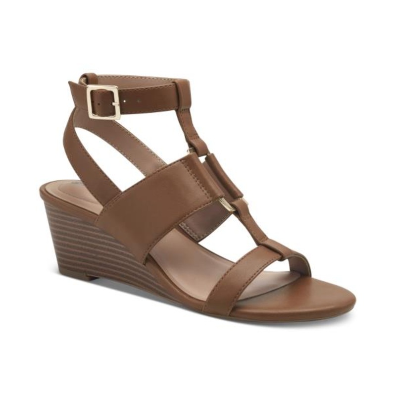 Giani Bernini Women’s Christaa Memory Foam Strappy Wedge Sandals – Cognac
