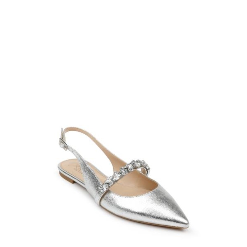 Jewel Badgley Mischka Bambi Womens Faux Leather Pointed Toe Slingbacks