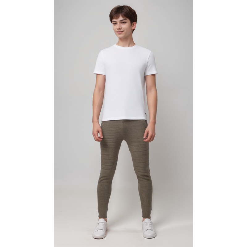 POMPdeLUX Boy’s Beige Gro Knit  Sweatpants |POMPdeLUX in Lebanon