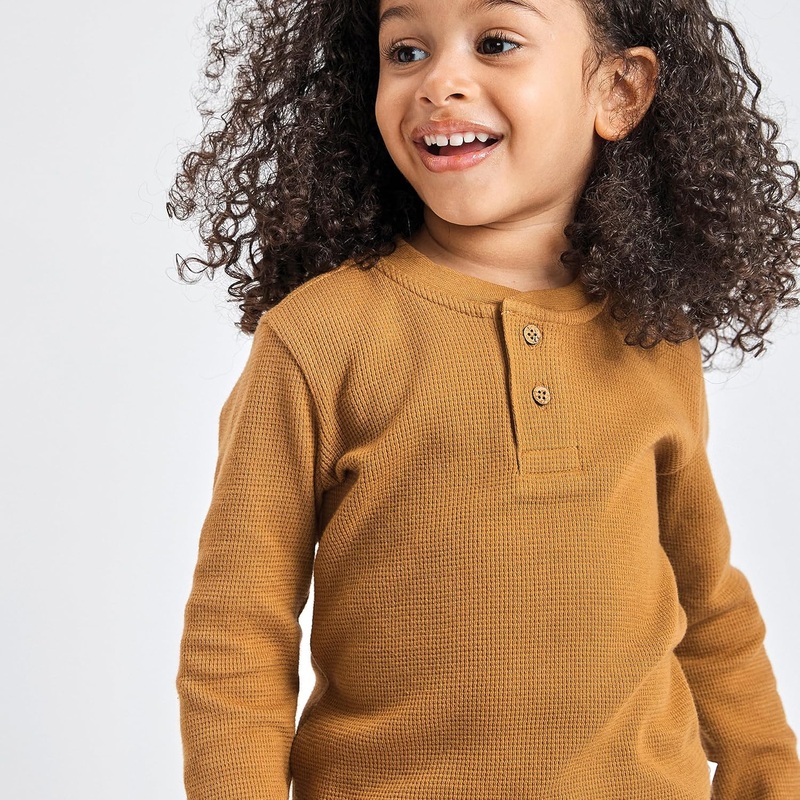 POMPdeLUX Girl’s Acorn Houston Henley Long-Sleeve Blouse |POMPdeLUX in Lebanon