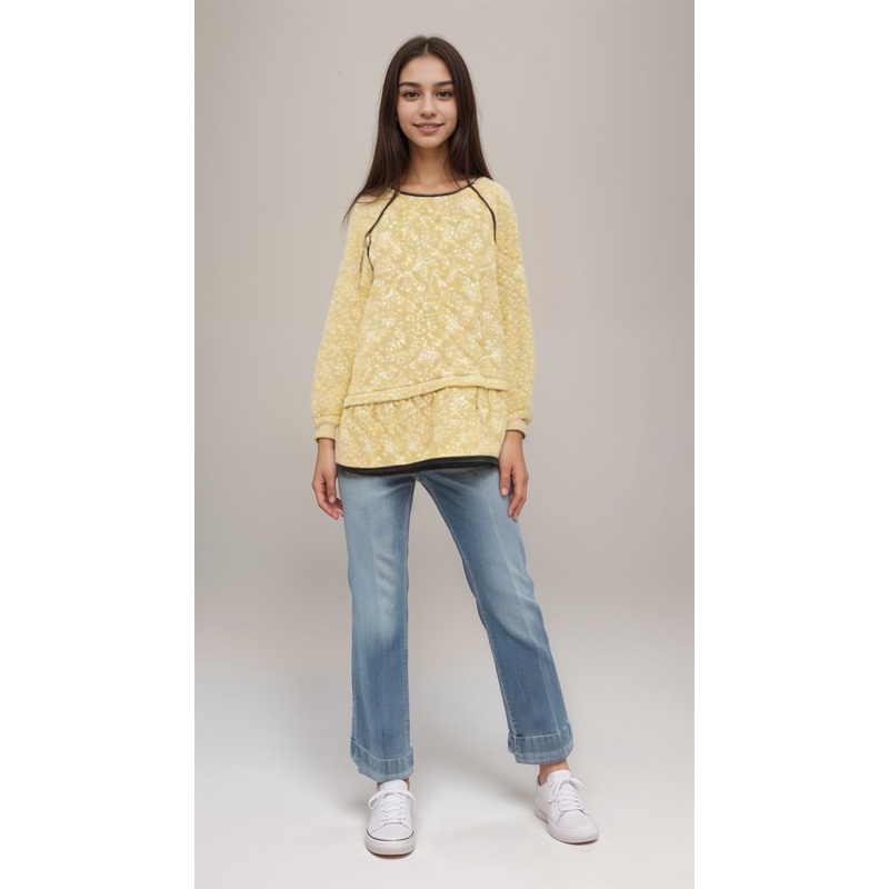 POMPdeLUX Girl’s Dusty Yellow  Quilted Short Sleeve Blouse | POMPdeLUX in Lebanon