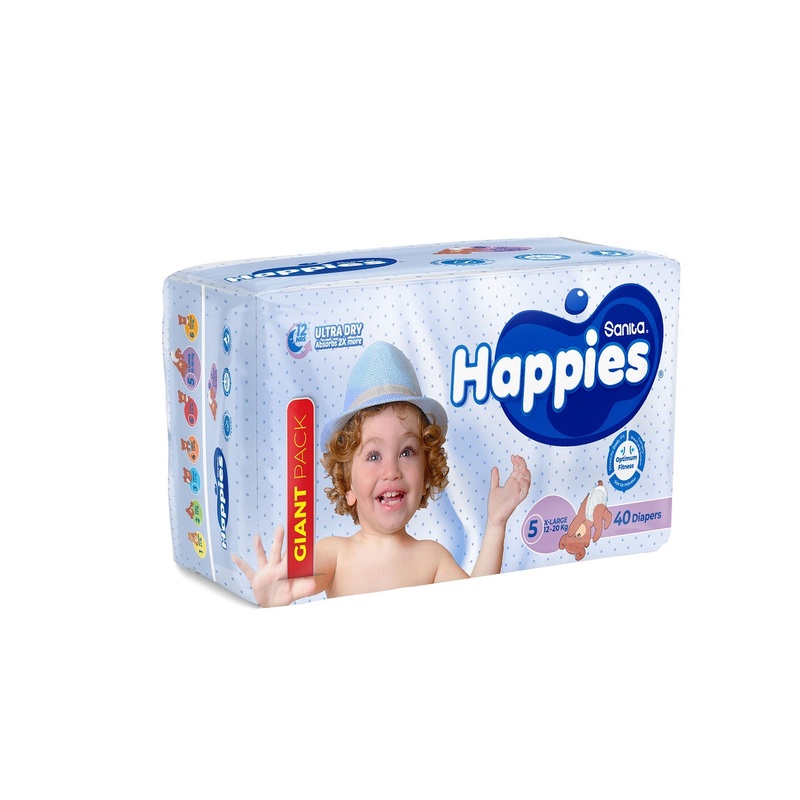 Happies Giant Pack Diapers X-Large Size 5 (12-20kg) 40 Diapers | Happies In Lebanon