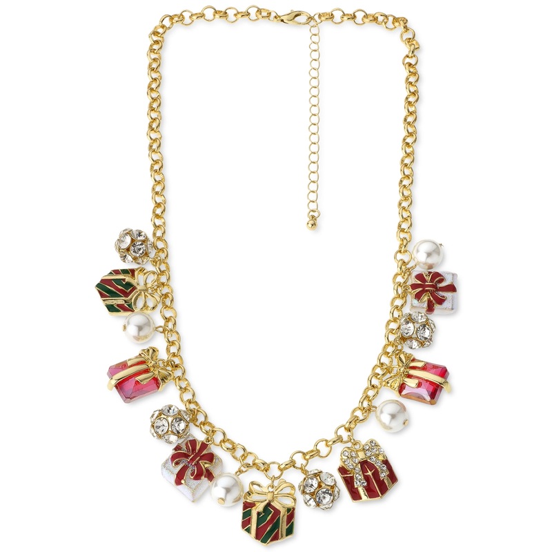 Holiday Lane Women’s Gold Crystal & Imitation Pearl Gift Charm Necklace |Holiday Lane in Lebanon