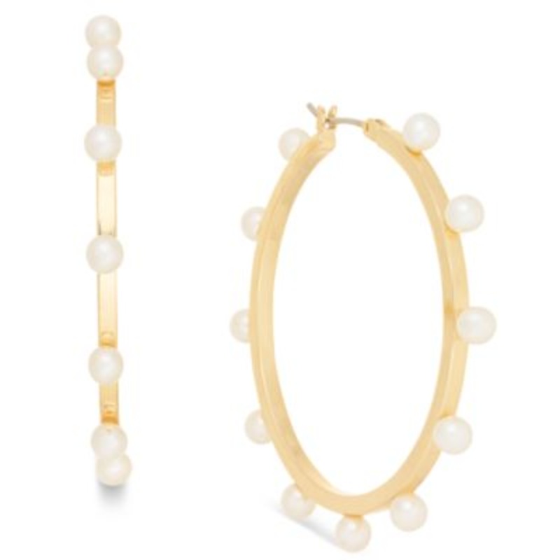 On 34th Women’s Gold Imitation-Pearl Hoop Earrings  | On 34th in Lebanon