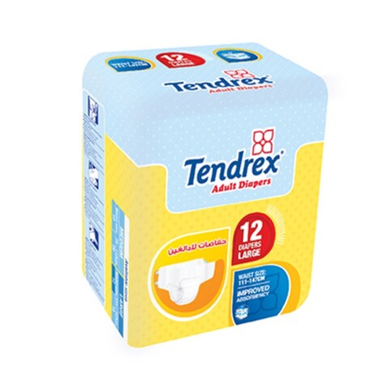 Tendrex Adult Diapers Large 12 Count