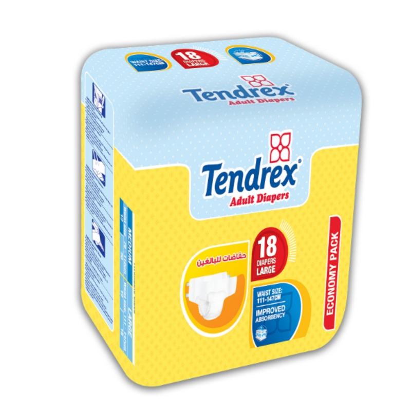 Tendrex Adult Diapers Large 18 Count