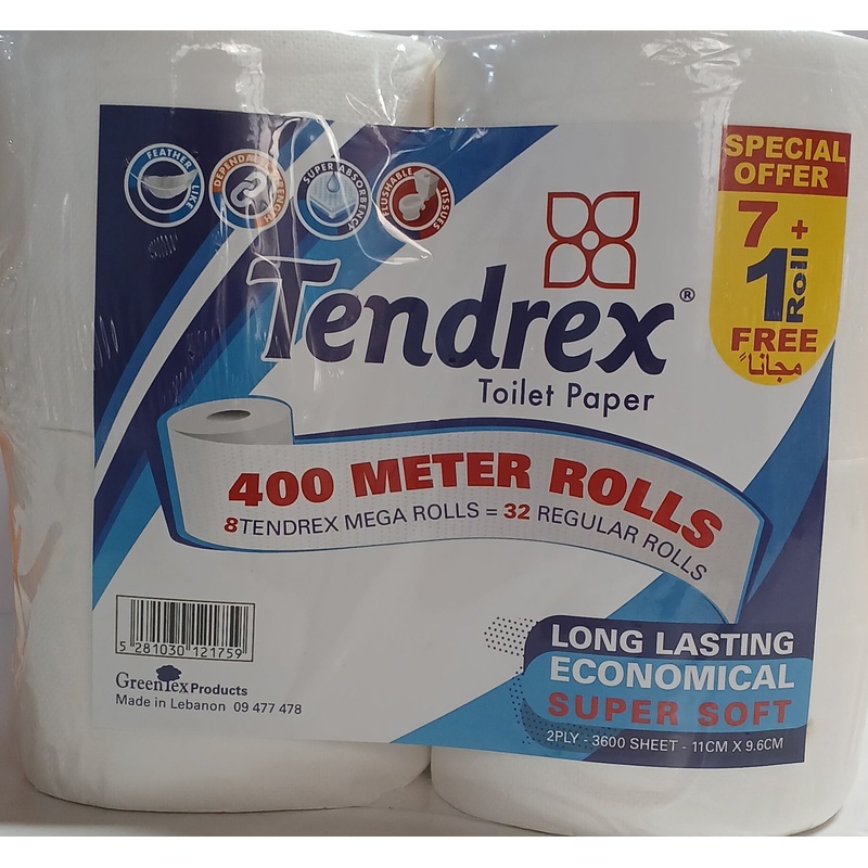 Tendrex Toilet Paper 7 +1  Free Mega Rolls | Tendrex In Lebanon