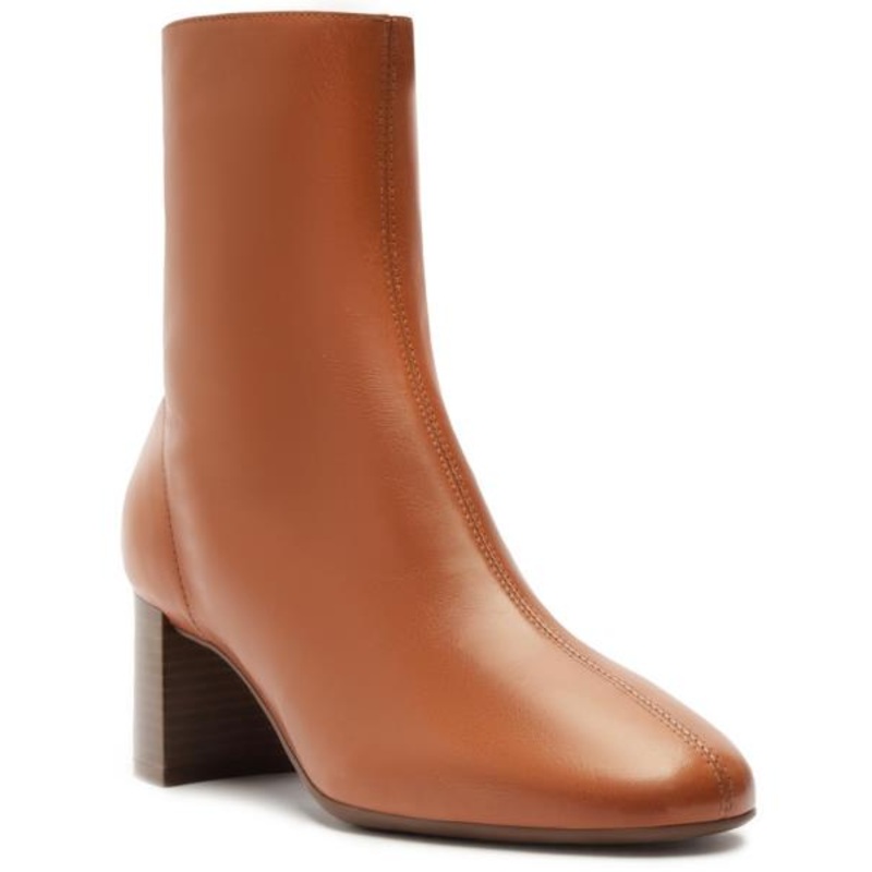 Arezzo Women’s Rebecca Mid-Block Leather Booties – Roast Caramel