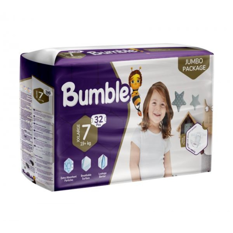 Bumble Diapers Jumbo Paket XXLarge Size:7 (19+kg) 32Pcs | Bumble In Lebanon