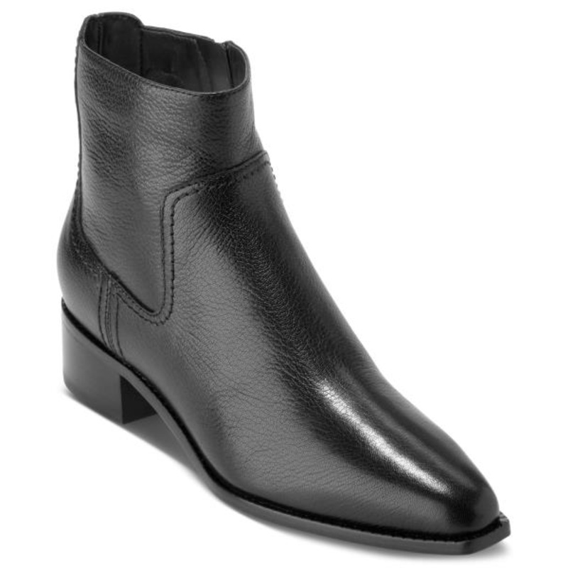Cole Haan Women’s Naia Pointed Toe Block Heel Booties – Black Leather