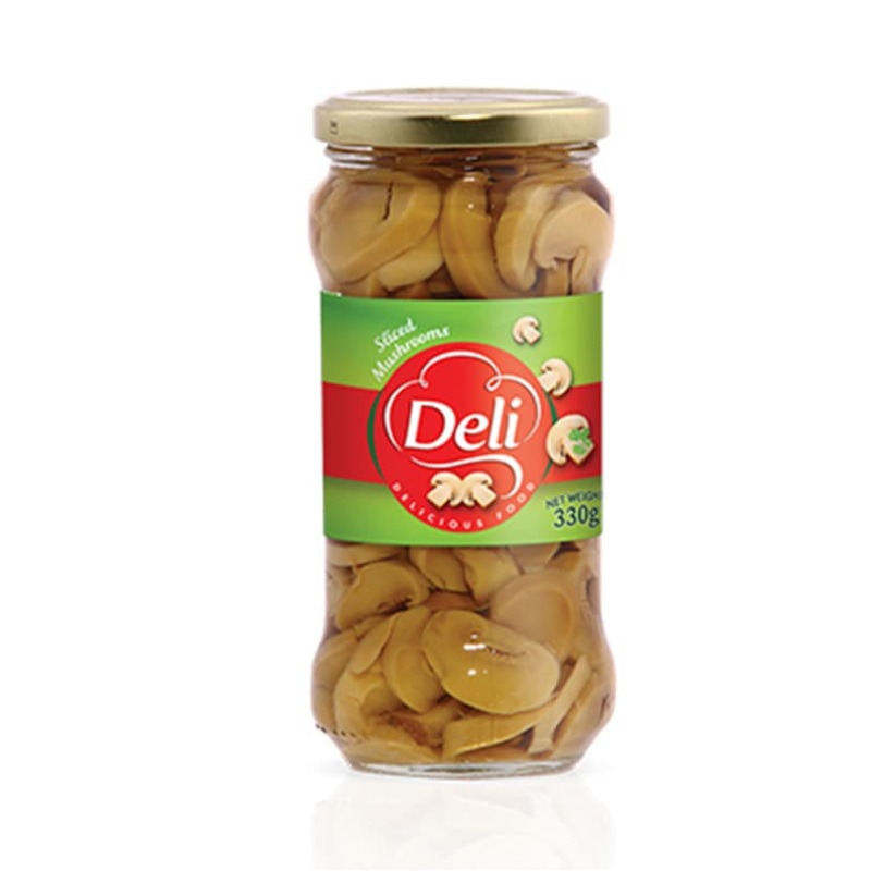 Deli Sliced Mushrooms Glass Jar 330g | Deli In Lebanon