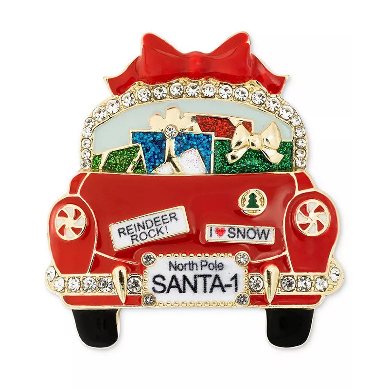 Holiday Lane Gold-Tone Crystal & Glitter Brooch Pin |Holiday Lane In Lebanon