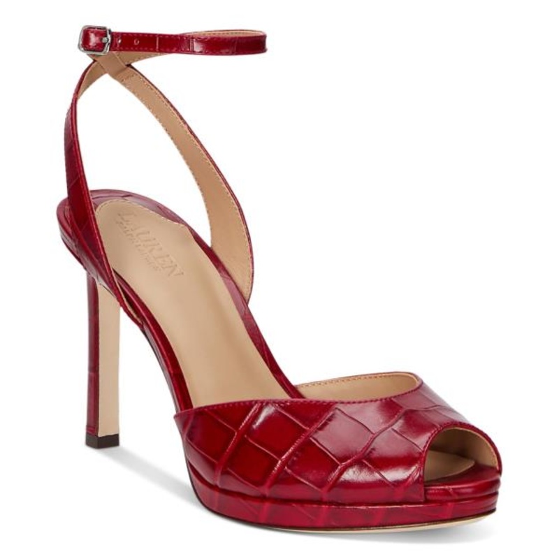 Lauren Ralph Lauren Women’s Kyla Dress Sandals – Festive Red