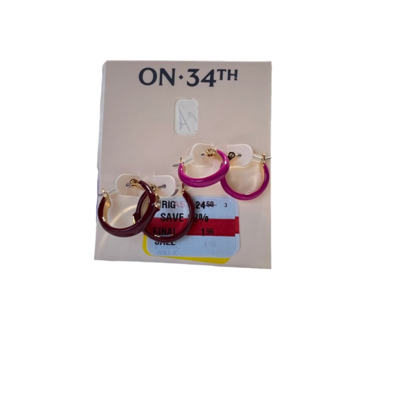 On 34th Women’s 2pcs Set Gold Pink Stone Hoop Earrings  | On 34th in Lebanon