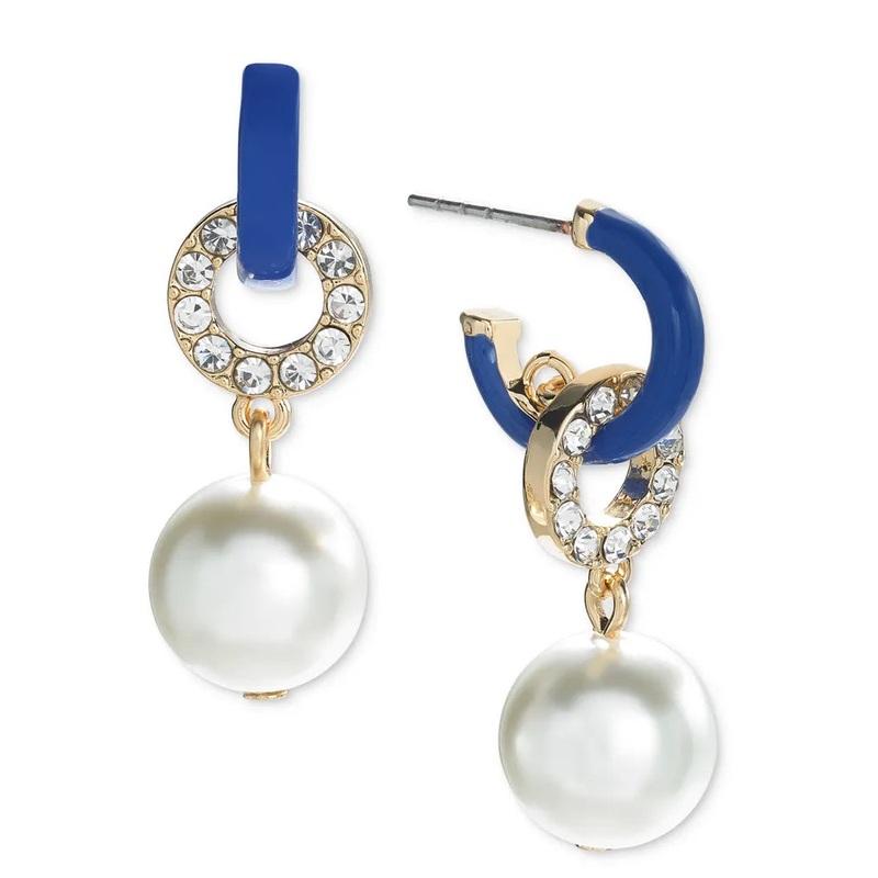 On 34th Women’s Gold-Tone Pave Ring & Imitation Pearl Charm C-Hoop Earring | On 34th in Lebanon
