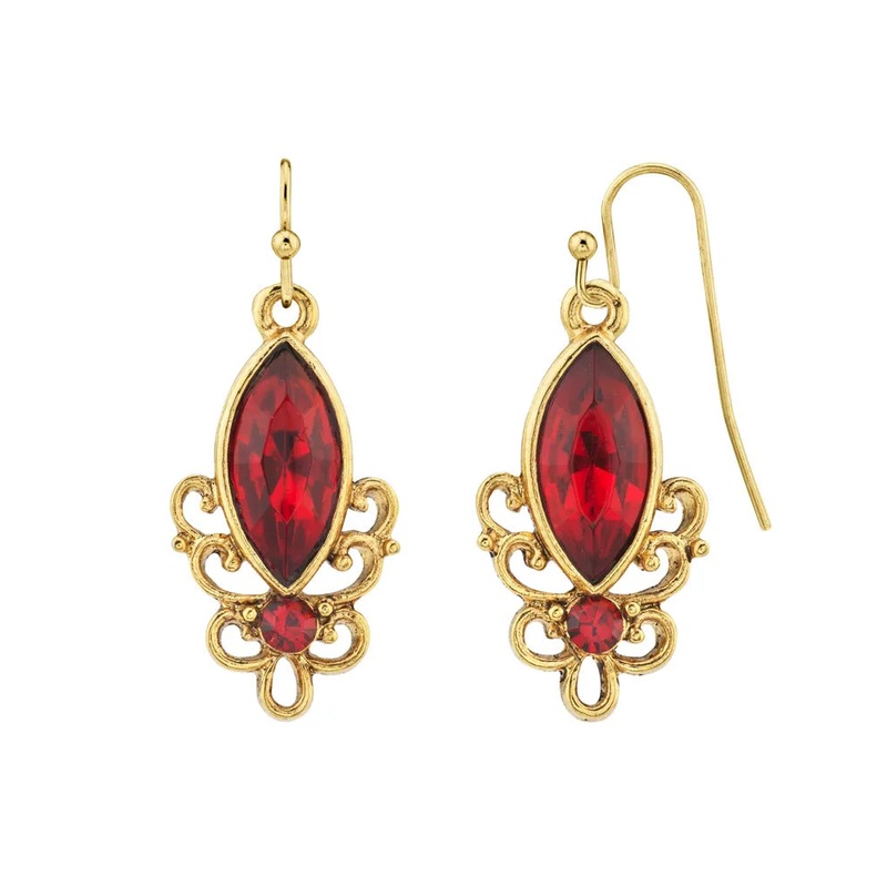 1928 Women’s Gold Tone Red Crystal Earrings |1928 In Lebanon