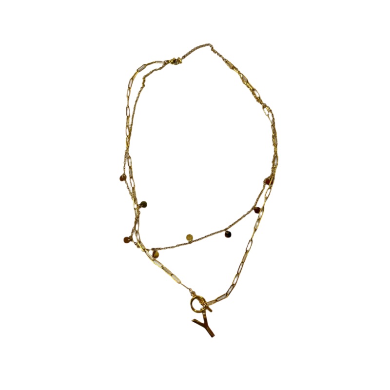 Adornia Women’s 14K Gold-Plated Layered Initial Toggle Necklace| Adornia  in Lebanon