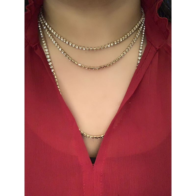 Guess Women’s Gold Rhinestone Layered Tennis Necklace |Guess  In Lebanon
