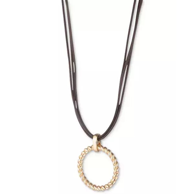 Lauren Ralph Lauren Women’s Gold-Tone Coiled Circle Leathe Black Necklace | Lauren Ralph Lauren in Lebanon