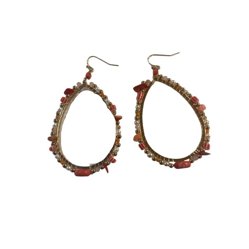 SD Women’s Multicolor Hoop Pearl Stones Earrings |SD in Lebanon