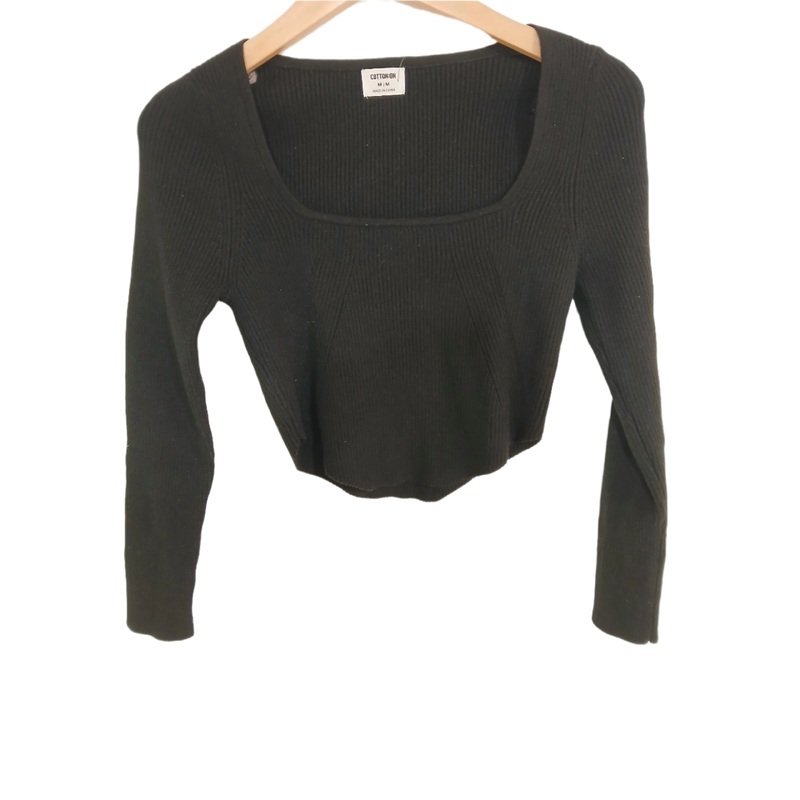 Cotton On Women’s Black Long Sleeve Square Neck Crop Top | Cotton On In Lebanon