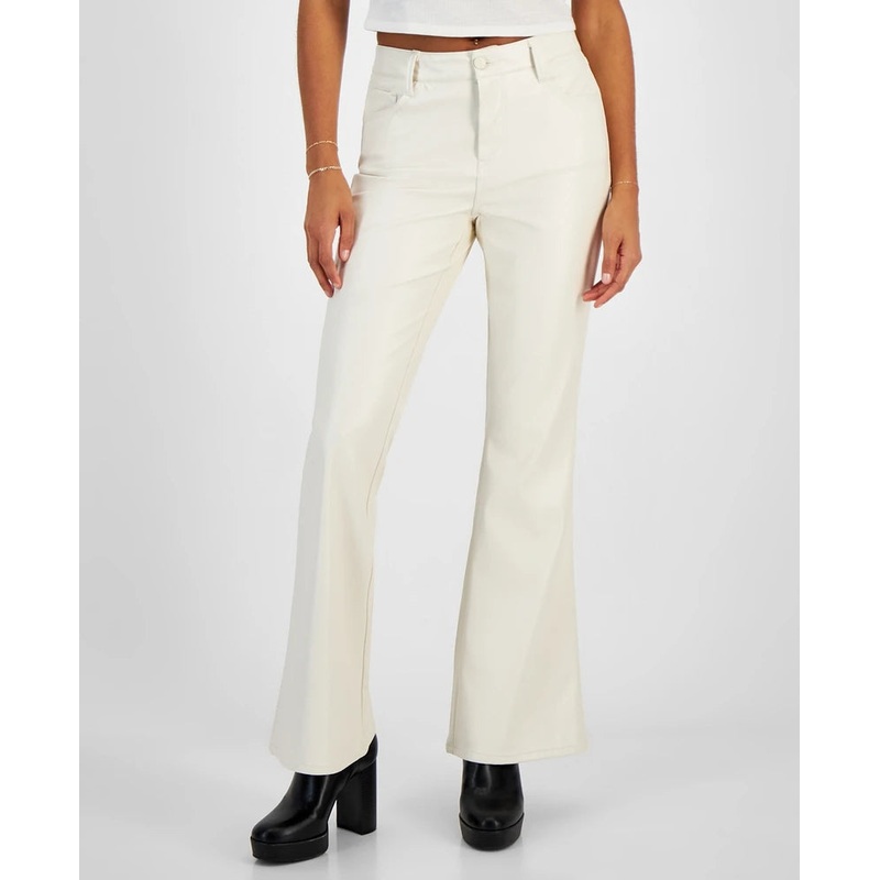 Dollhouse Women’s Off White Leather High Rise Flare Pants | Dollhouse In Lebanon