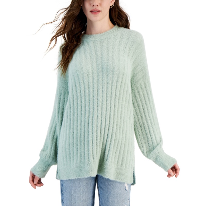Hippie Rose Women’s Rose Ribbed-Knit Eyelash Tunic Sweater |Hippie Rose In Lebanon