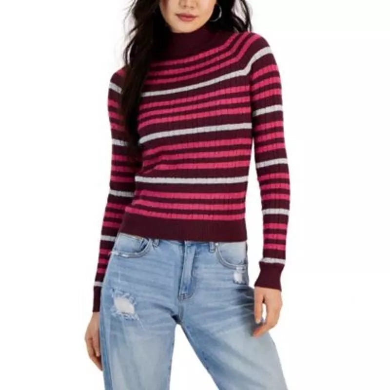Hooked Up by IOT Women’s Striped Mini-Cable Multicolor Blouse | Hooked Up In Lebanon